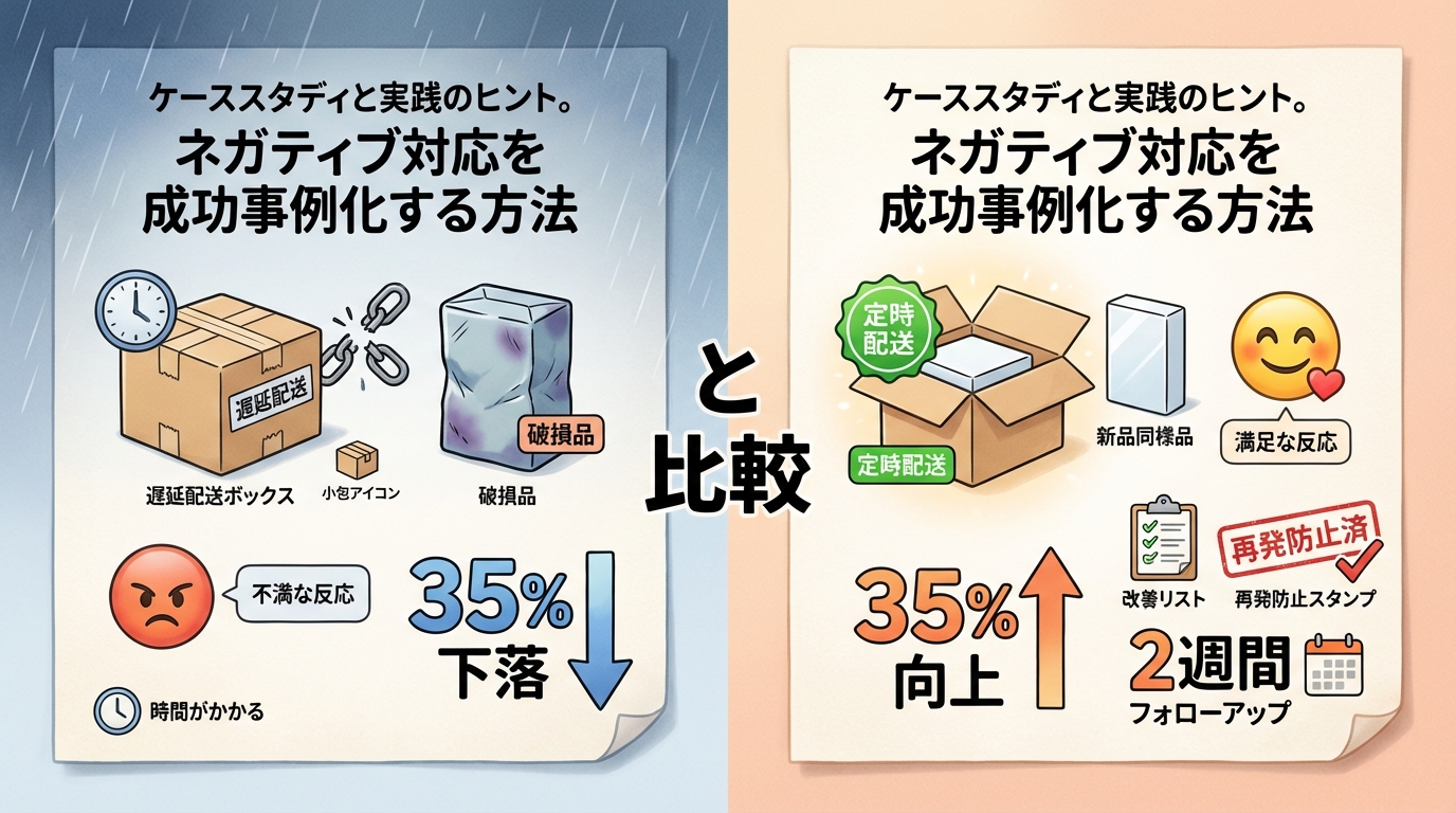 ケーススタディと実践のヒント。ネガティブ対応を成功事例化する方法