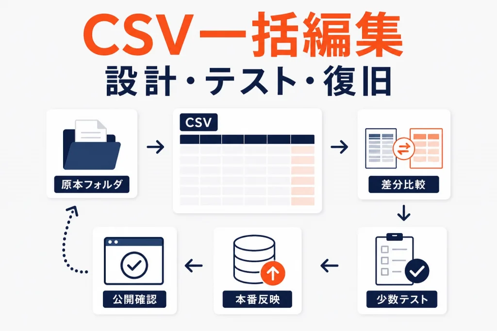 楽天CSV一括編集の安全な進め方|バックアップ・差分・テスト・復旧