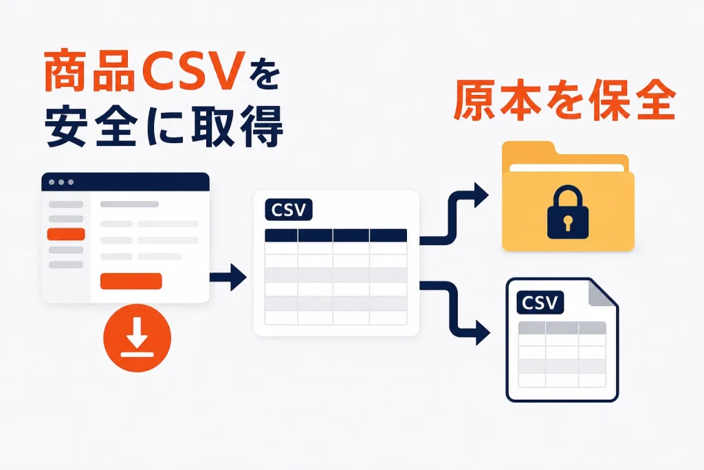楽天RMSの商品CSVをダウンロードする方法|原本保存とSKUデータの確認