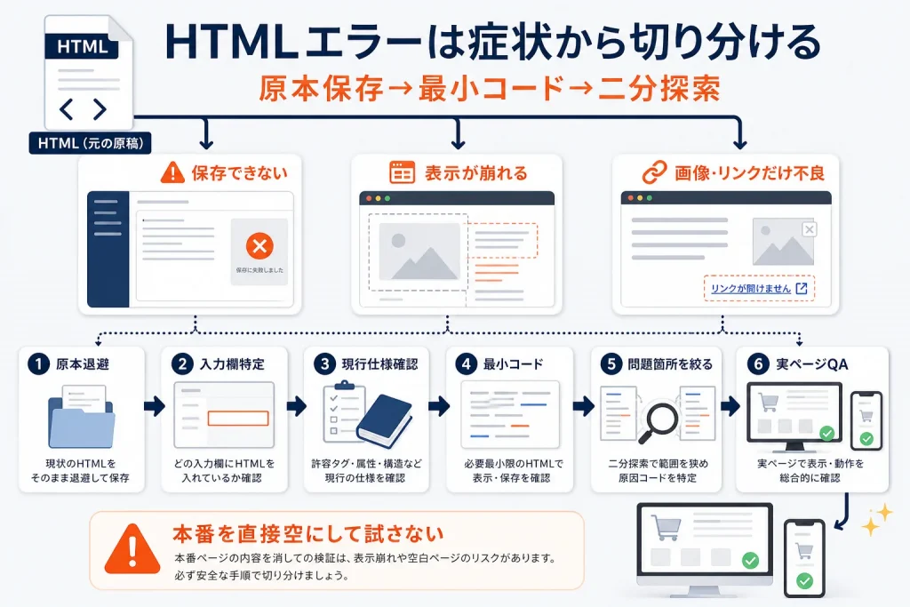 楽天RMSのHTMLタグエラーを直す方法｜保存できない・表示崩れの切り分け