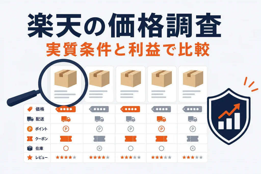 楽天市場の価格調査方法｜送料・ポイント込みの実質条件と利益を比較する
