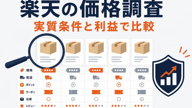 楽天市場の価格調査方法｜送料・ポイント込みの実質条件と利益を比較する