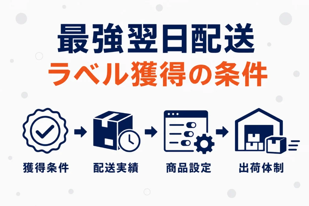 楽天「最強翌日配送」ラベルの獲得条件|必要な出荷体制と設定手順