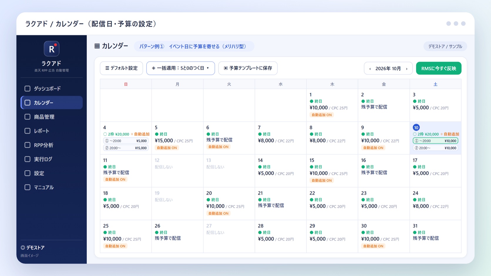 ① メリハリ型:イベント日に予算を寄せる