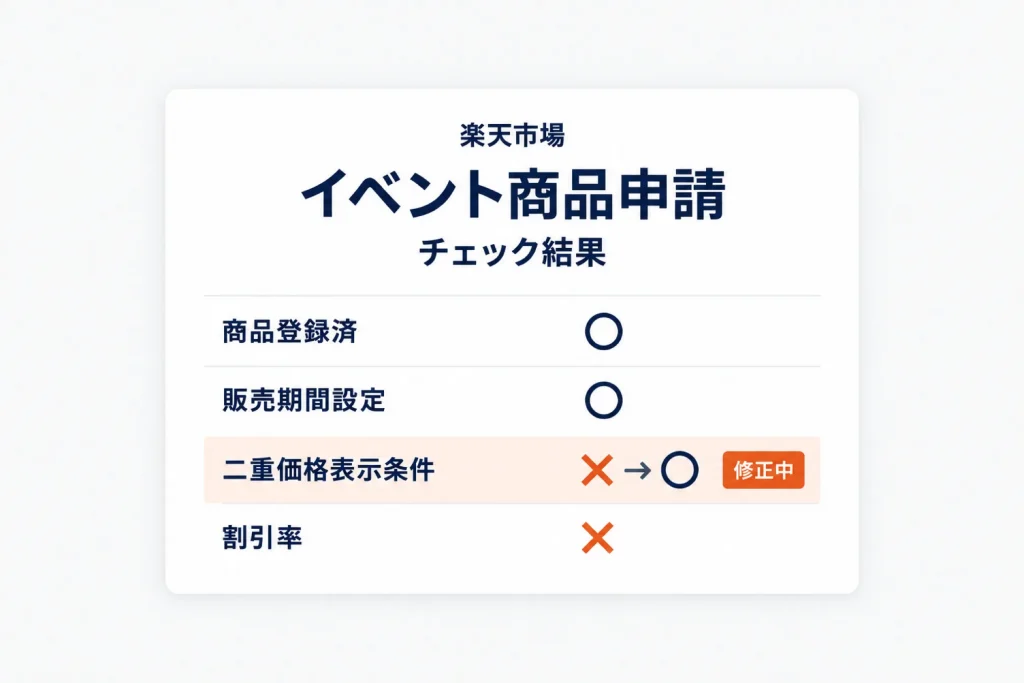 対象ジャンル限定SALEサーチの審査で✕が付く項目と直し方|1次・2次チェック項目別