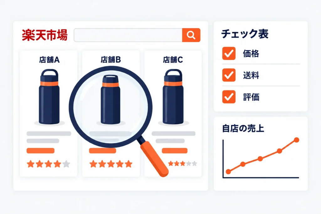楽天の競合分析の方法|見るべき項目・手順・比較表の作り方と自店のR-Karteとの突き合わせ
