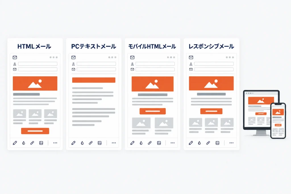 楽天R-Mailのメール原稿の作り方|HTMLメール・テキストメール・レスポンシブの編集画面と使えるタグ・URL変換・送信リスト・効果測定