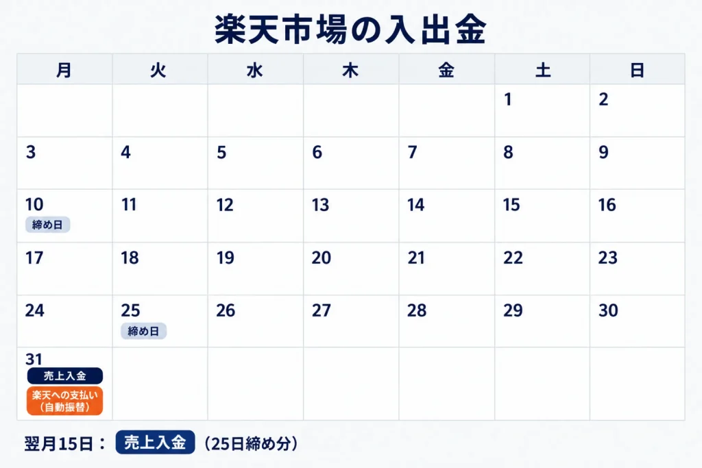 楽天市場の請求・入金サイクル｜締め日・入金日・相殺と精算品目の見方