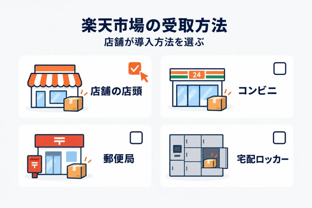 楽天の受取方法の選び方|店頭・コンビニ・郵便局・ロッカーの違いと導入判断